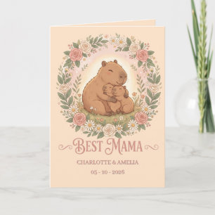 Süßer Capybara-Muttertags-Blumenkranz Karte