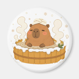 Süßer Capybara-Winter-Onsen-Schnee-Heißquellen-Mag Magnet