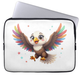 Süßer Cartoon-Adler im Flug – Freundliche Vektor-K Laptopschutzhülle