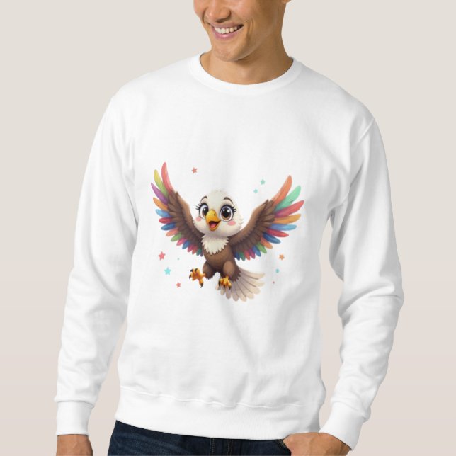 Süßer Cartoon-Adler im Flug – Freundliche Vektor-K Sweatshirt (Vorderseite)