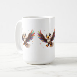 Süßer Cartoon-Adler im Flug – Freundliche Vektorgr Kaffeetasse