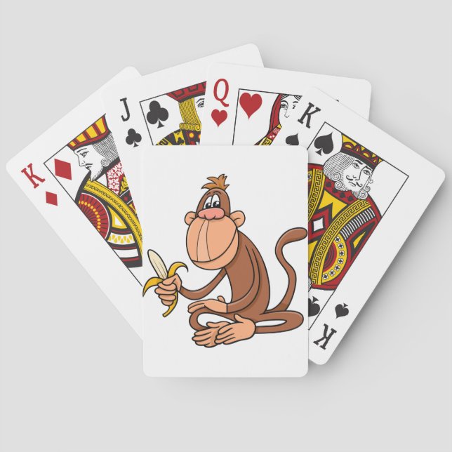 Süßer Cartoon-Affe mit Banane Lustiges Tier Spielkarten (Rückseite)