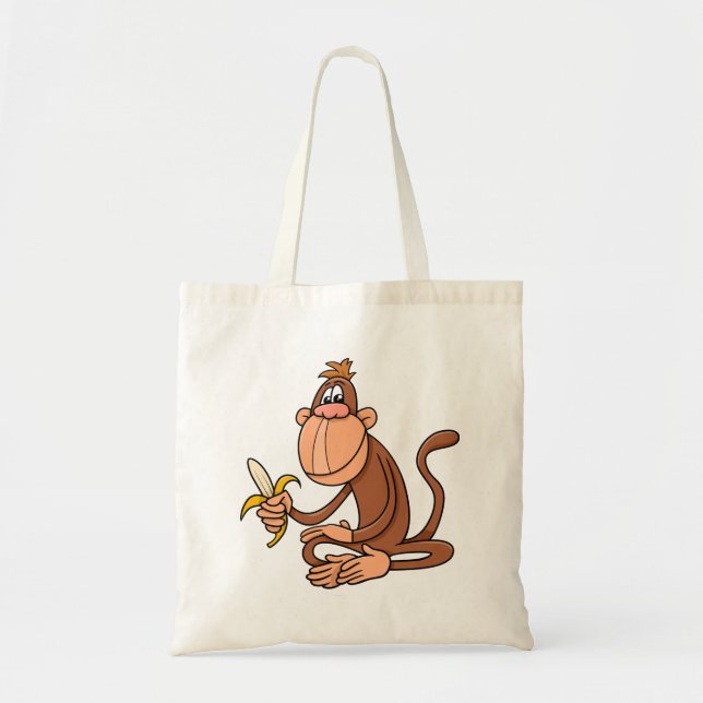 Süßer Cartoon-Affe mit Banane Lustiges Tier Tragetasche (Vorne)