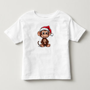 Süßer Cartoon-Affe mit Weihnachtsmannmütze Kleinkind T-shirt