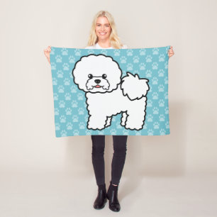 Süßer Cartoon Bichon Frise Hund Fleecedecke