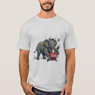 Süßer Cartoon-Elefant hält DAD-Herz – Vatertag T-Shirt