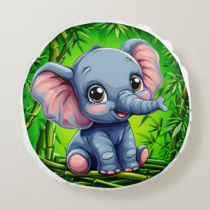 Süßer Cartoon-Elefant Rundes Kissen
