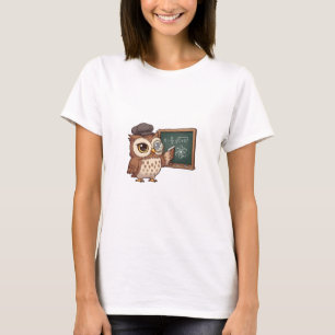 Süßer Cartoon-Eulen-Professor mit Monokel T-Shirt