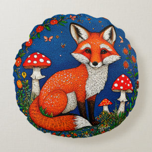 Süßer Cartoon-Fuchs Rundes Kissen