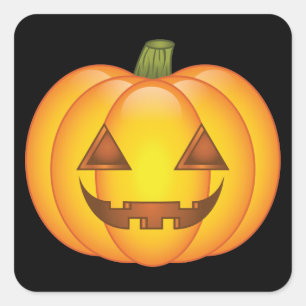 Süßer Cartoon-Halloween-Jack-O’-Lantern-Kürbis Quadratischer Aufkleber
