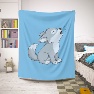 Süßer Cartoon-Heulwolf-Welpe Blau Sherpadecke