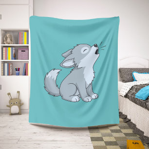 Süßer Cartoon-Heulwolf-Welpe Grün Sherpadecke
