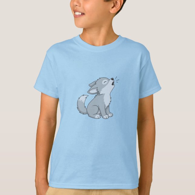 Süßer Cartoon-Heulwolf-Welpe T-Shirt (Vorderseite)