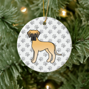 Süßer Cartoon-Hund der Rasse Fawn Great Dane Keramik Ornament