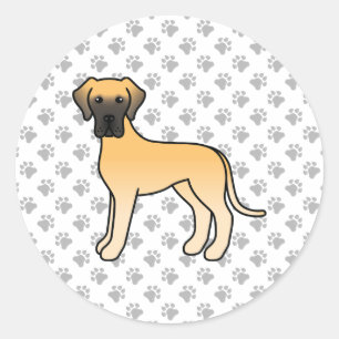 Süßer Cartoon-Hund der Rasse Fawn-Great-Dane Runder Aufkleber