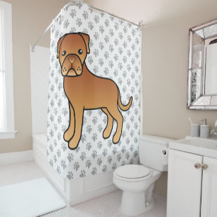 Süßer Cartoon-Hund Dogue De Bordeaux Duschvorhang