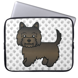 Süßer Cartoon-Hund, dunkel getigerter Cairn Terrie Laptopschutzhülle