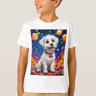 Süßer Cartoon-Hund im Weltraum T-Shirt