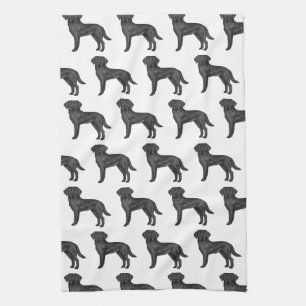 Süßer Cartoon-Hund in Schwarz Labrador Retriever O Geschirrtuch