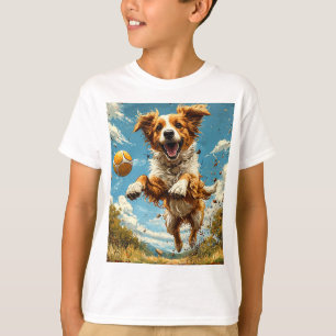 Süßer Cartoon-Hund mit Ball Verspielter Hunde-Lieb T-Shirt