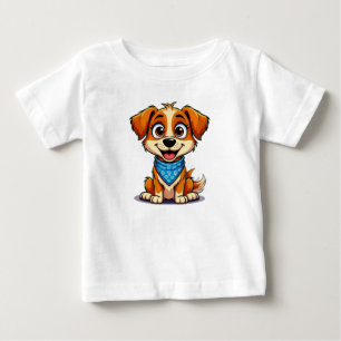 Süßer Cartoon-Hund mit blauem Bandana Baby T-shirt