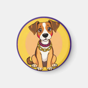 Süßer Cartoon-Hund mit Goldkette Magnet