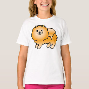 Süßer Cartoon-Hund Orange Pomeranian T-Shirt