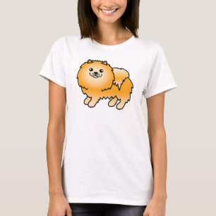 Süßer Cartoon-Hund Orange Pomeranian T-Shirt