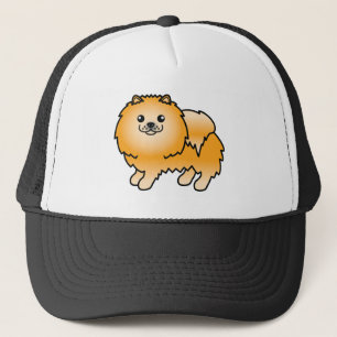 Süßer Cartoon-Hund Orange Pomeranian Truckerkappe