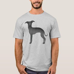 Süßer Cartoon-Hund Schwarzer Italienischer Windhun T-Shirt