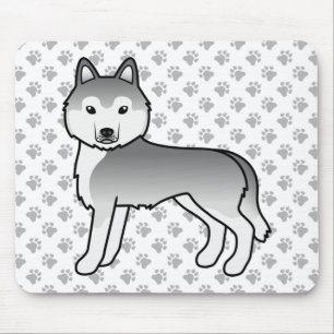 Süßer Cartoon-Hund Silber-Sibirischer Husky Mousepad