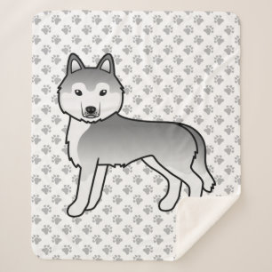 Süßer Cartoon-Hund Silber-Sibirischer Husky Sherpadecke