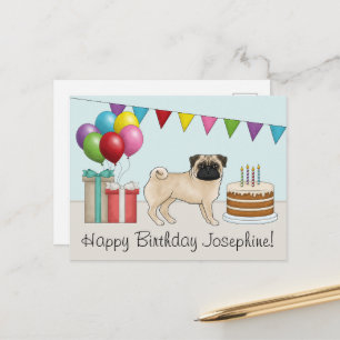 Süßer Cartoon-Hund zum runden Geburtstag eines Reh Postkarte