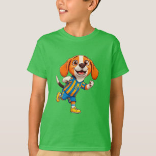 Süßer Cartoon-Hunde-Soccer-Spieler T-Shirt