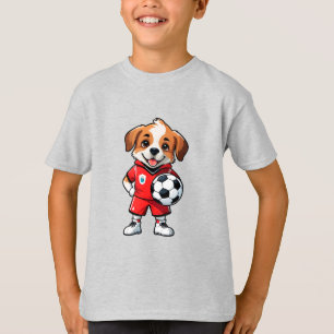 Süßer Cartoon-Hunde-Soccer-Spieler T-Shirt
