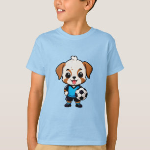 Süßer Cartoon-Hunde-Soccer-Spieler T-Shirt