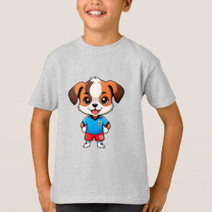 Süßer Cartoon-Hunde-Soccer-Spieler T-Shirt