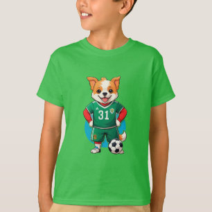Süßer Cartoon-Hunde-Soccer-Spieler T-Shirt