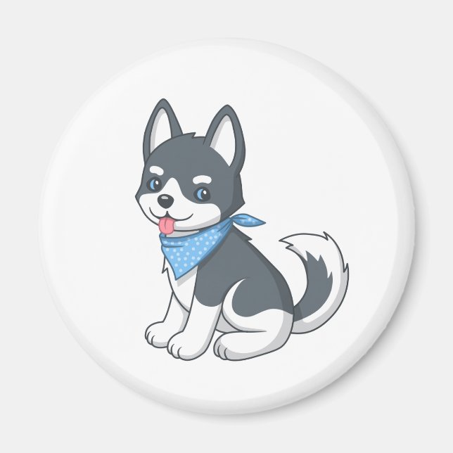 Süßer Cartoon Husky Welpe Magnet (Vorne)