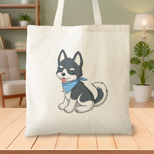 Süßer Cartoon Husky Welpe Tragetasche