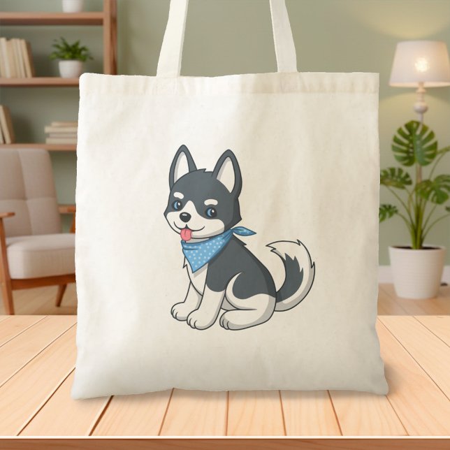 Süßer Cartoon Husky Welpe Tragetasche (Von Creator hochgeladen)