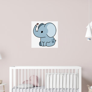 Süßer Cartoon-Launiger Elefant Poster