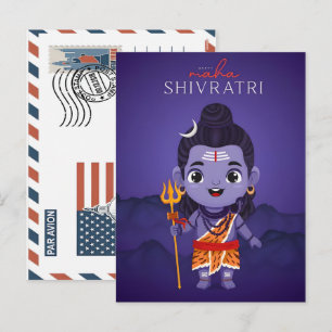 Süßer Cartoon-Lord Shiva für die Maha-Shivratri-Fe Feiertagspostkarte