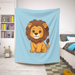 Süßer Cartoon-Löwe auf Blau Sherpadecke