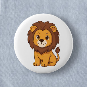 Süßer Cartoon-Löwe Button