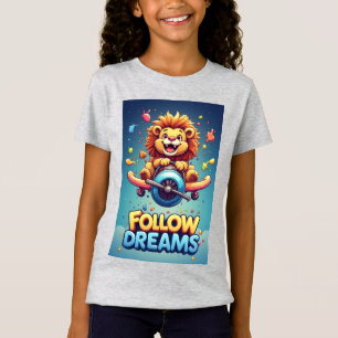 Süßer Cartoon-Löwe fliegt mit Flugzeug  T-Shirt