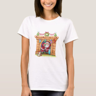 Süßer Cartoon lustiger Weihnachtsmann kommt den Sc T-Shirt