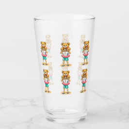 Süßer Cartoon-Mann mit riesigem Teddybär Sommer-Sp Glas