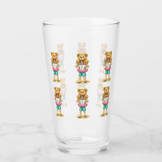 Süßer Cartoon-Mann mit riesigem Teddybär Sommer-Sp Glas