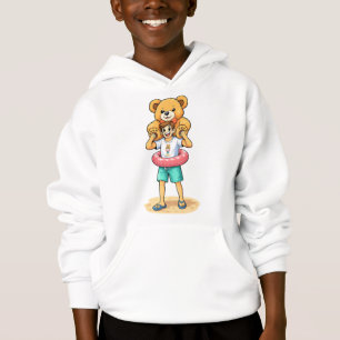 Süßer Cartoon-Mann mit riesigem Teddybär Sommer-Sp Hoodie